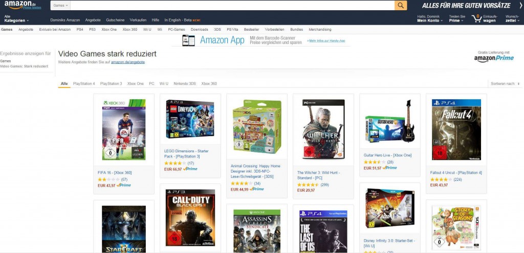 Amazon Video Games stark reduziert